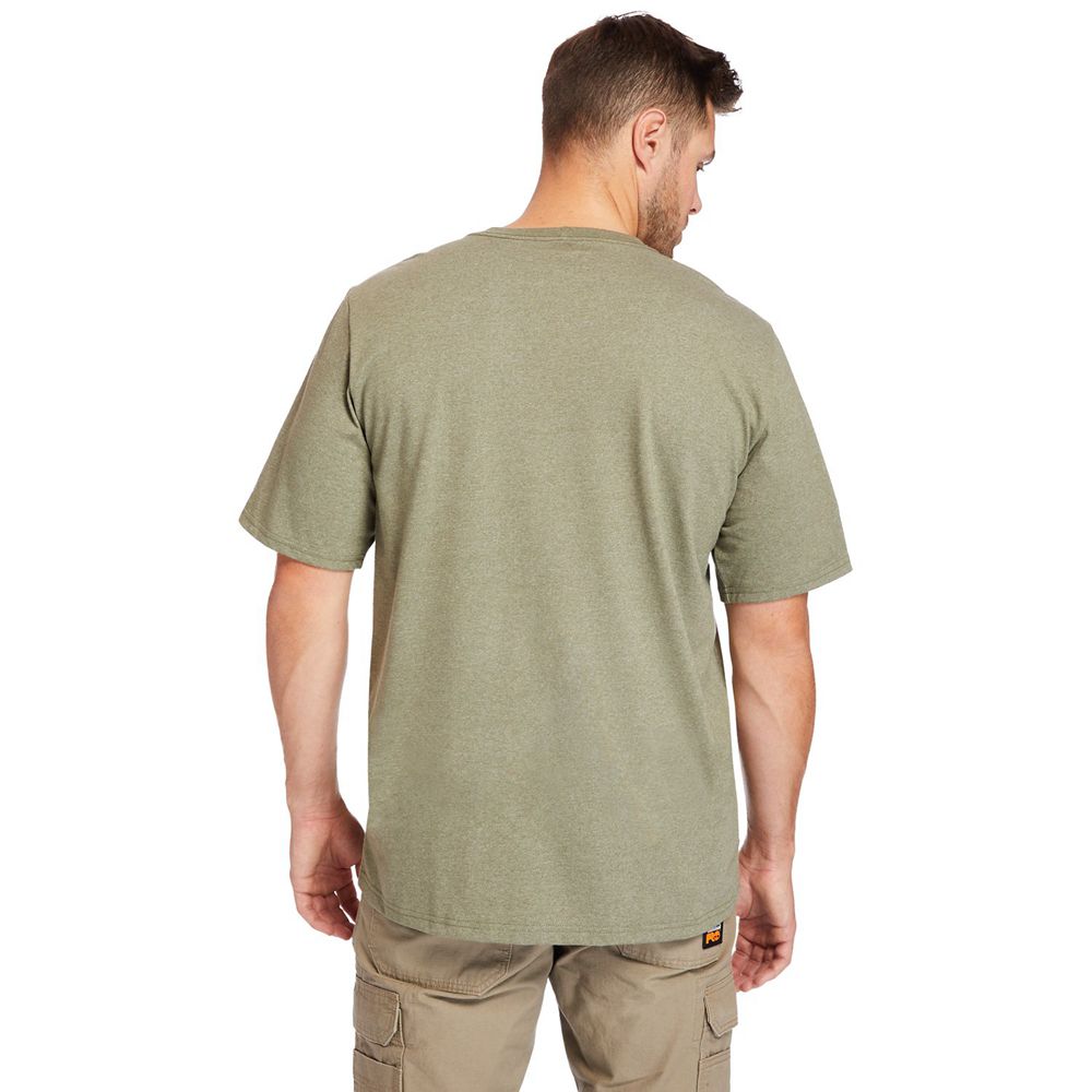 Timberland Μπλουζάκια Ανδρικα Ελιά - Pro® Big & Tall Base Plate Short-Sleeve - Greece 8736205-CS